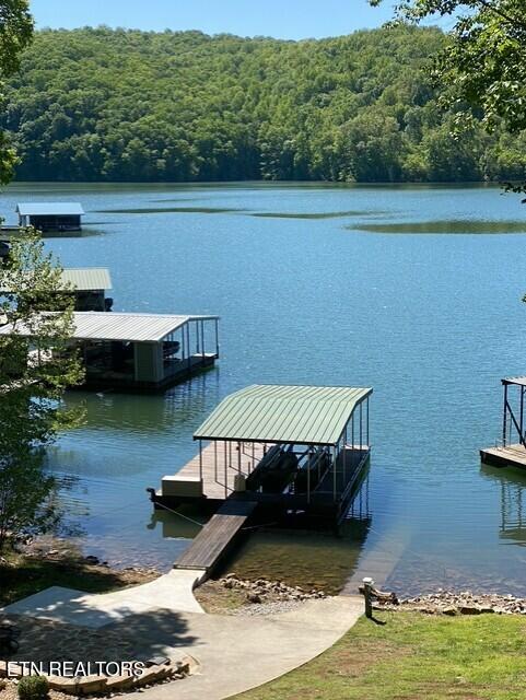 view of dock featuring a water view