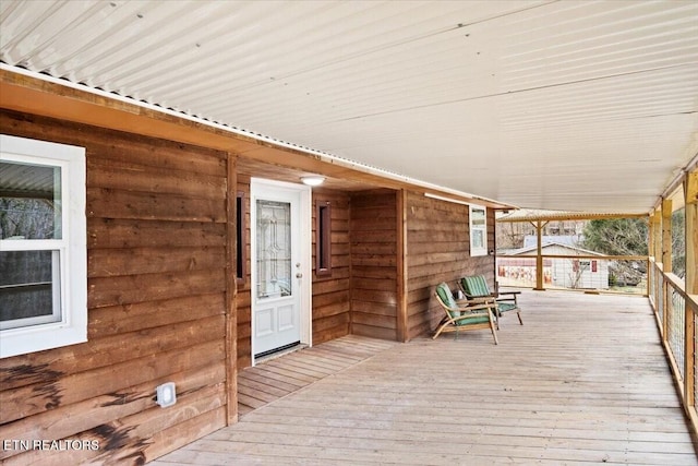 deck featuring covered porch