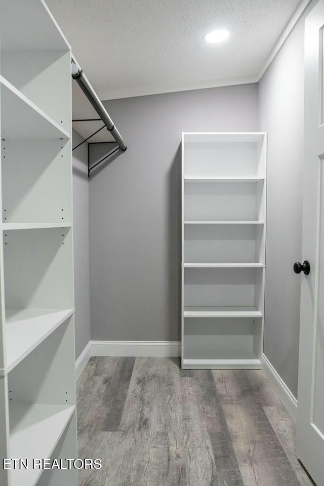 walk in closet featuring hardwood / wood-style floors