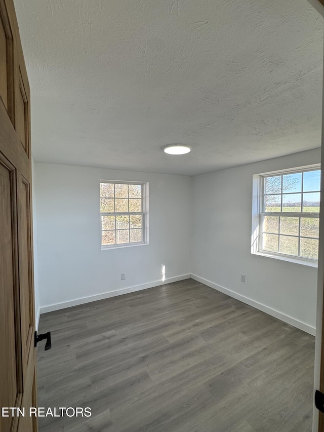 unfurnished room featuring hardwood / wood-style floors, a textured ceiling, and plenty of natural light