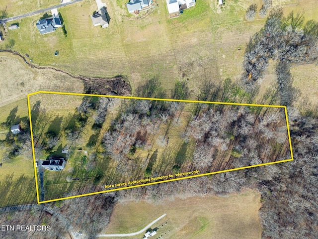 drone / aerial view with a rural view