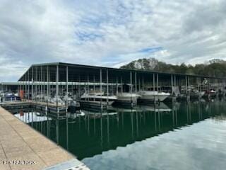 view of dock featuring a water view