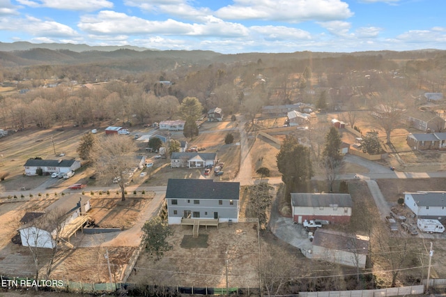 drone / aerial view with a mountain view