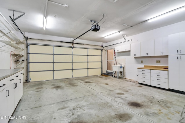 garage featuring sink and a garage door opener