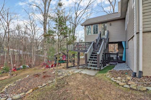 view of yard featuring a deck