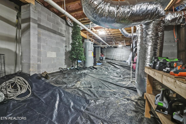 basement with electric water heater