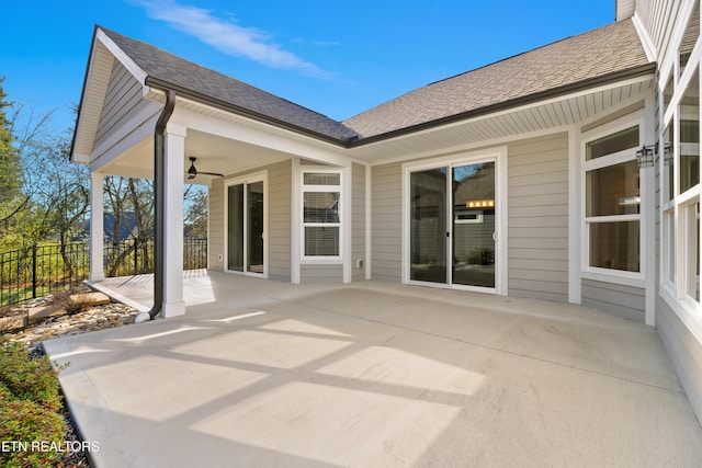 view of patio / terrace with ceiling fan