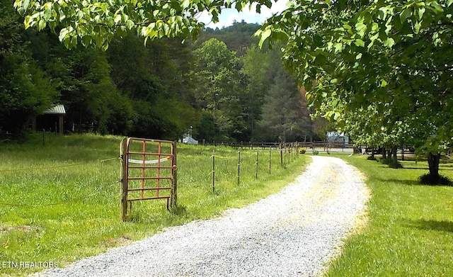 view of street with a rural view