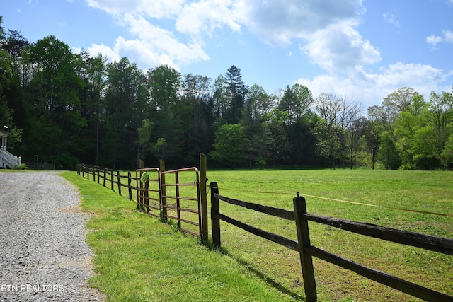 view of road with a rural view