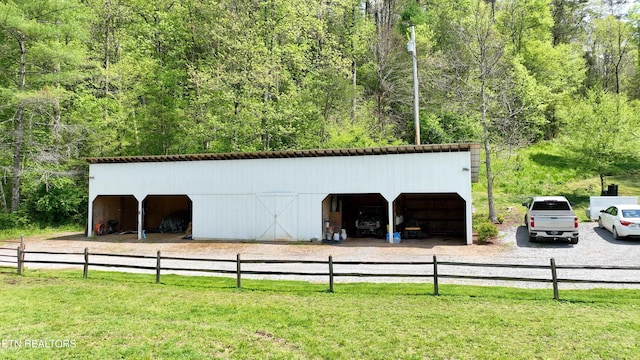 exterior space with an outbuilding