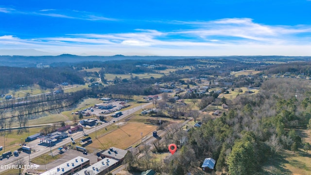 drone / aerial view with a mountain view