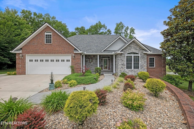 view of front of property with a garage