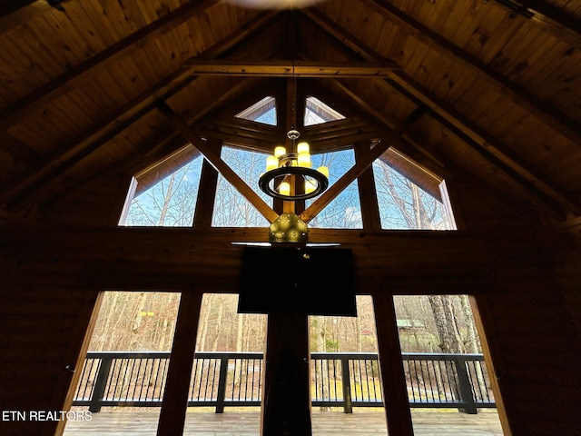 interior details with beam ceiling and wood ceiling