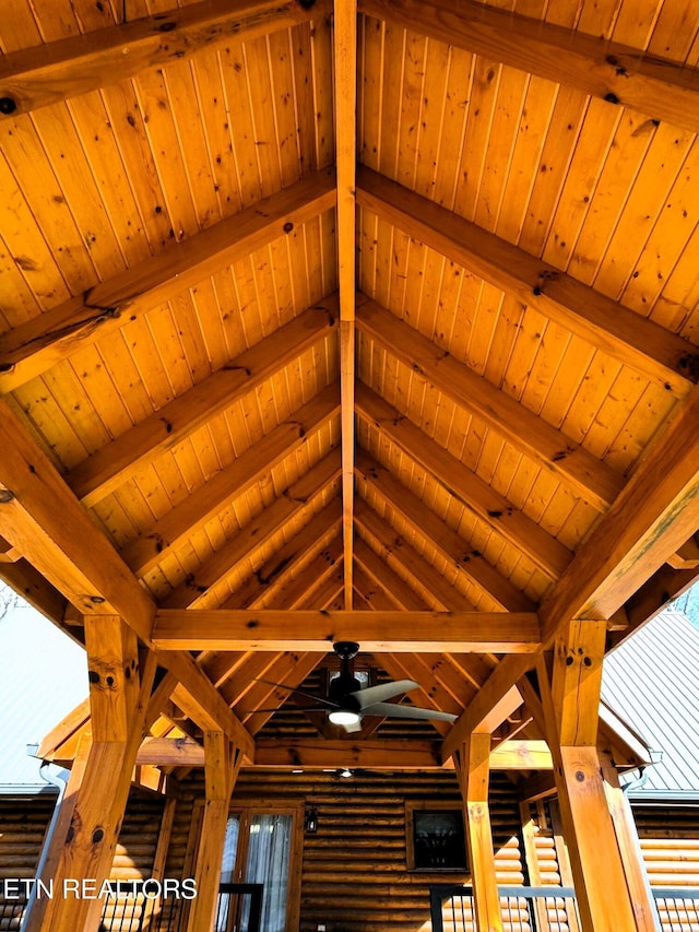 exterior details featuring ceiling fan