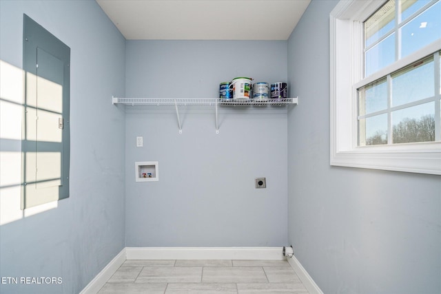 laundry room with washer hookup and electric dryer hookup