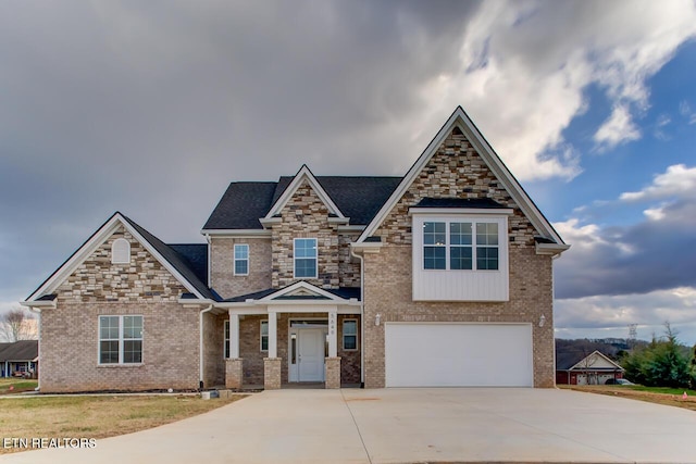 craftsman inspired home with a garage