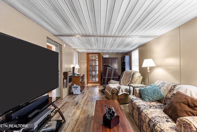 living room with wood-type flooring