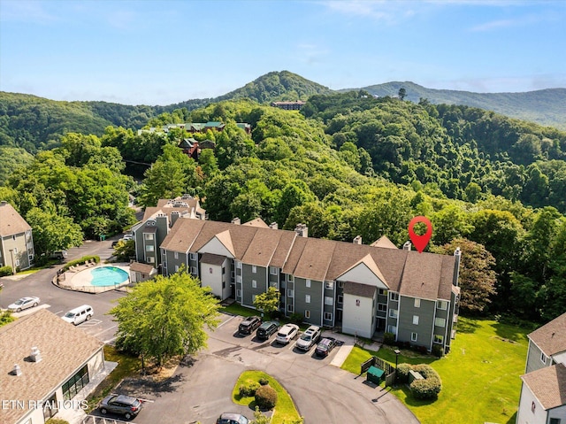 aerial view featuring a mountain view