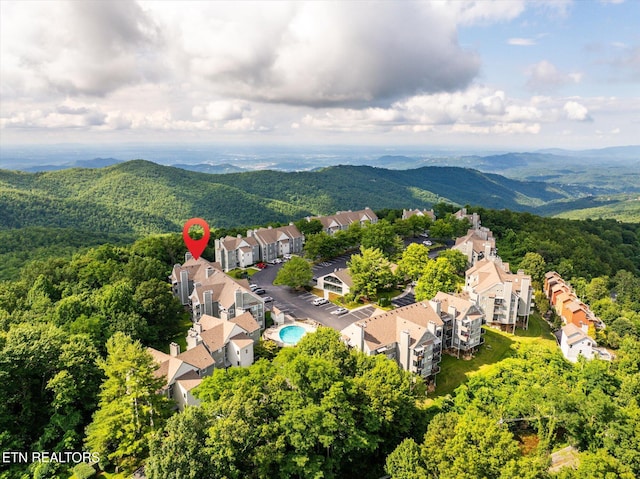 aerial view with a mountain view