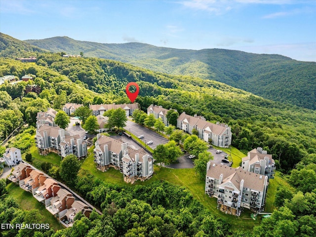 drone / aerial view with a mountain view