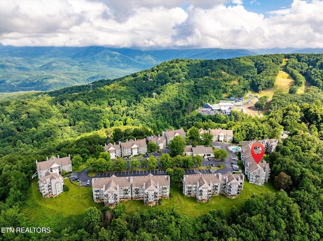 bird's eye view featuring a mountain view