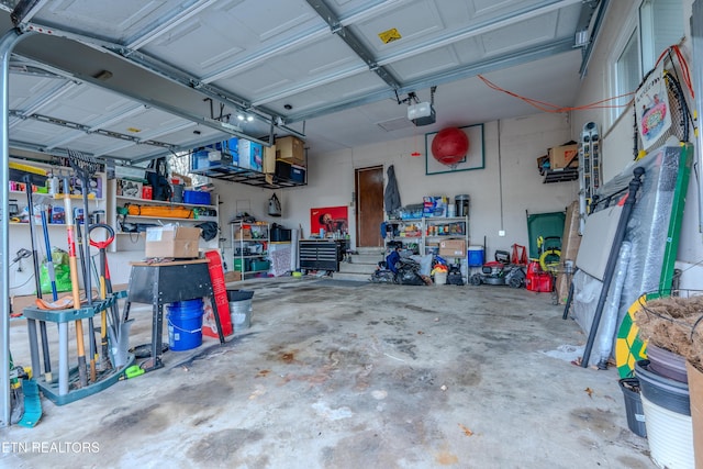 garage with a garage door opener