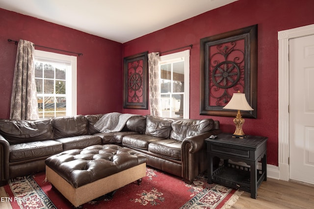 living room featuring light wood-type flooring