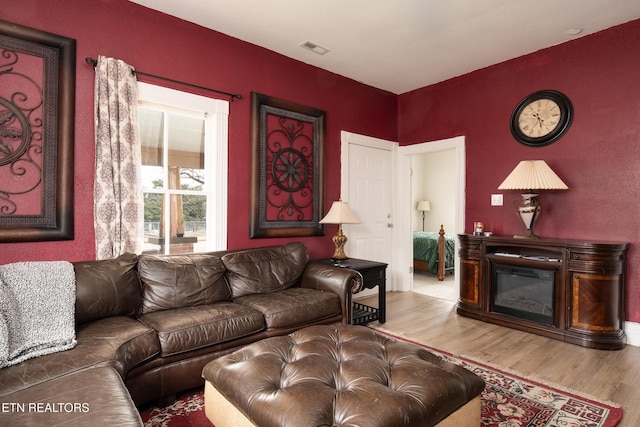 living room with light wood-type flooring