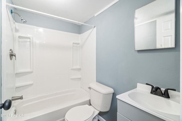 full bathroom featuring vanity, toilet, and shower / washtub combination