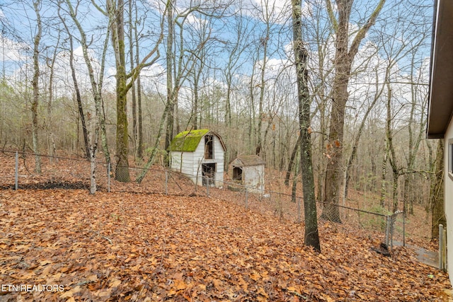 view of yard with an outbuilding