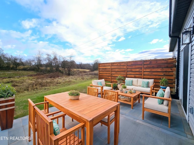 view of patio featuring outdoor lounge area