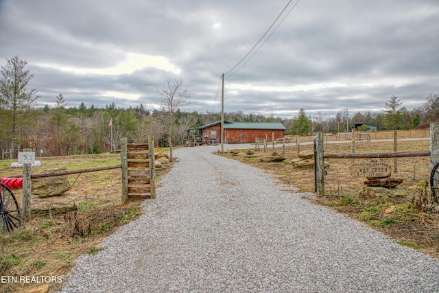 view of road with a rural view