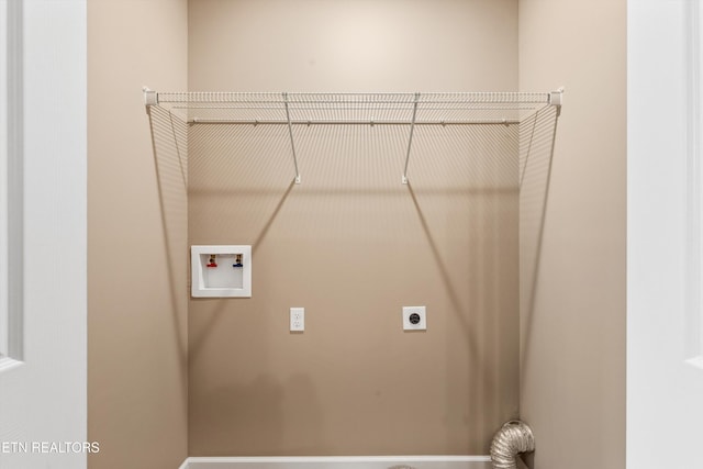 clothes washing area with electric dryer hookup and hookup for a washing machine