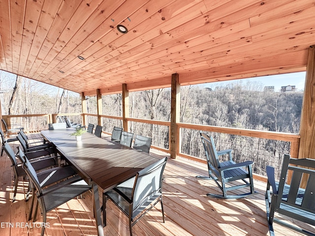 exterior space featuring wood ceiling