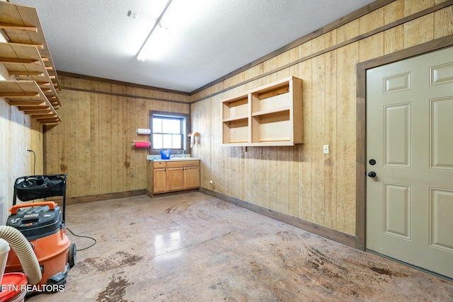 interior space with wooden walls