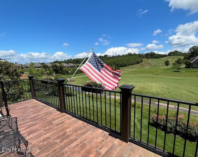 227 Starboard Dr, Lenoir City, TN 37772 - wooden terrace with golf course view and a lawn