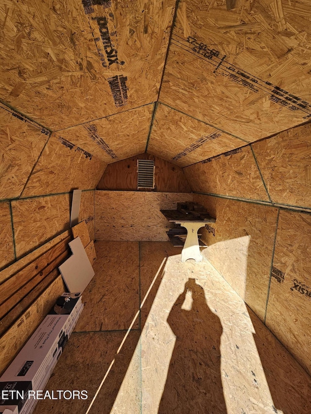 view of unfinished attic