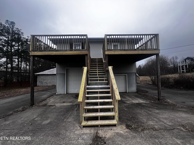 exterior space featuring a garage