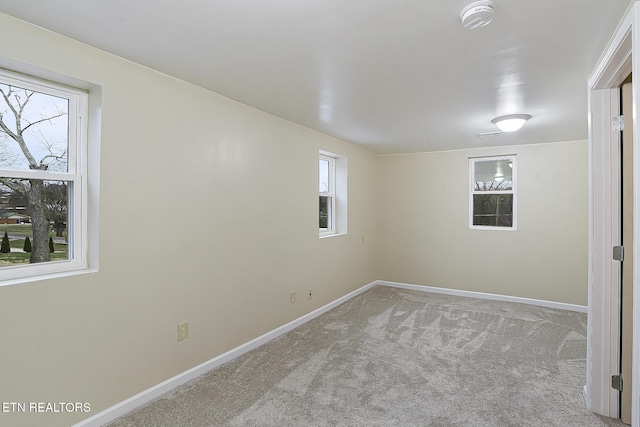 basement with light carpet