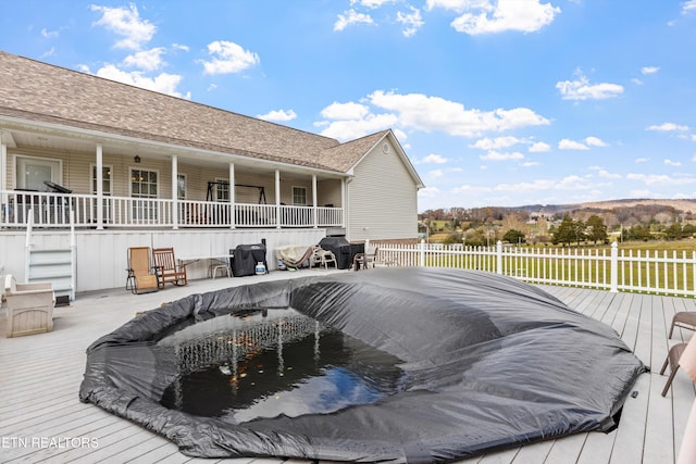 deck featuring grilling area and a mountain view