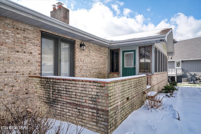 view of snow covered exterior