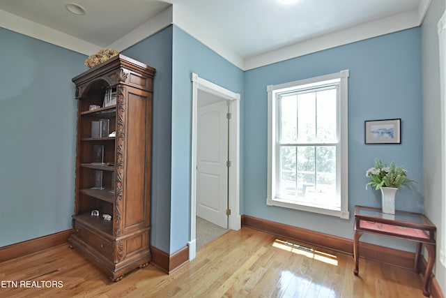 interior space with light hardwood / wood-style flooring