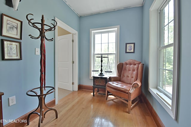 sitting room featuring light wood-type flooring