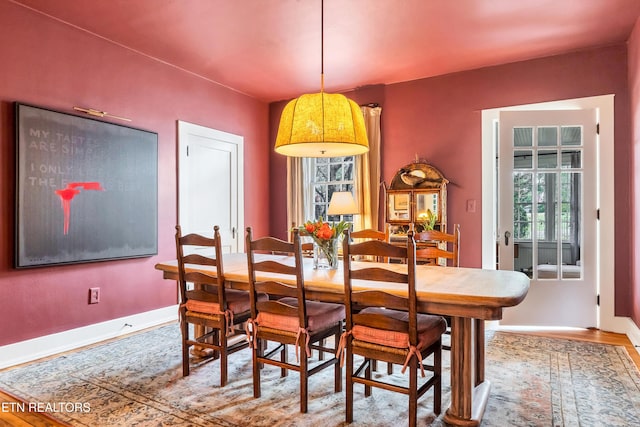 dining area with hardwood / wood-style floors