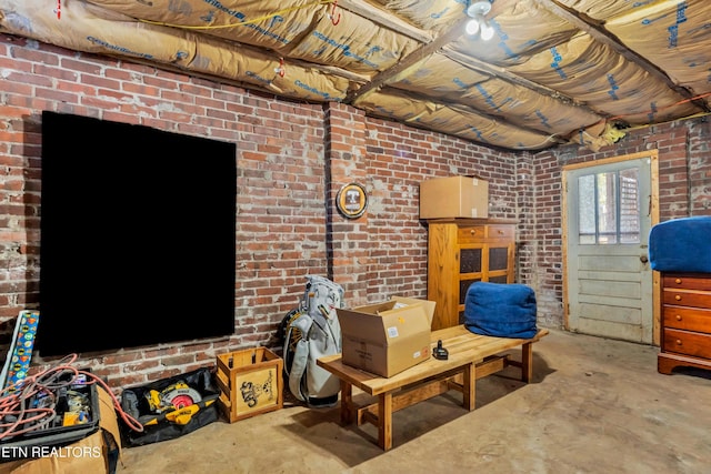 living room featuring concrete floors