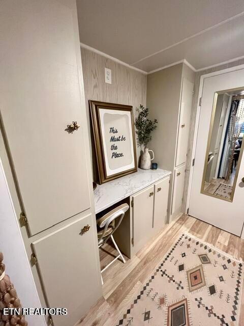 mudroom with light wood-type flooring