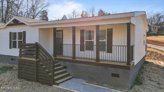 view of front facade featuring covered porch