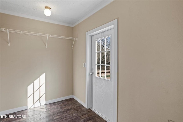 spacious closet featuring dark hardwood / wood-style flooring