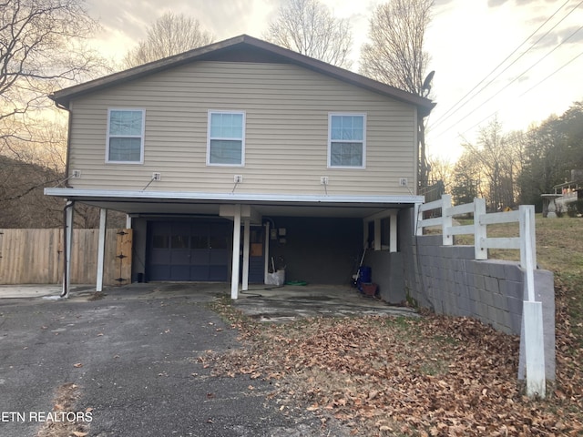 view of front of home featuring a garage