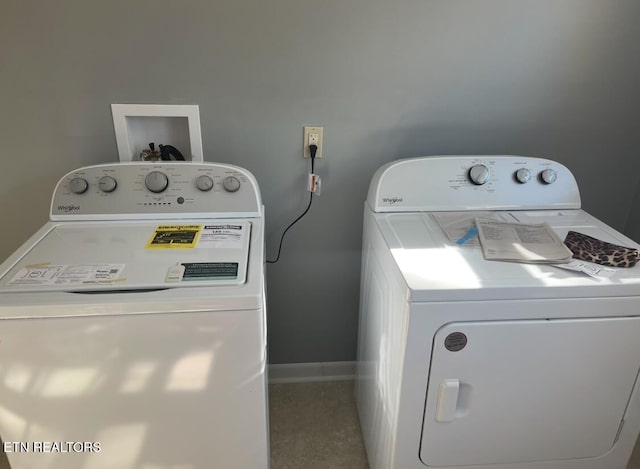 laundry room featuring washer and dryer